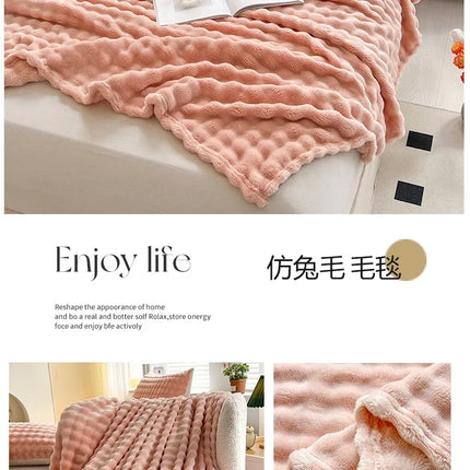 New Bubble Fleece Blanket - Solid Color Rolled Edge Cover Blanket Soft and Comfortable Bedding 150x200 180x200 200x230