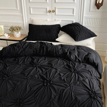 3pcs Bedding Cover, Big Pinch Pleat Duvet Cover, Soft Microfiber Bedding Set with Zipper Closure & Corner Ties