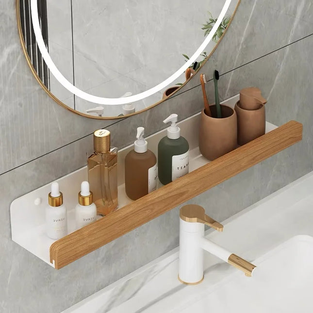 Wooden Wall-Mounted Bathroom Storage Shelf