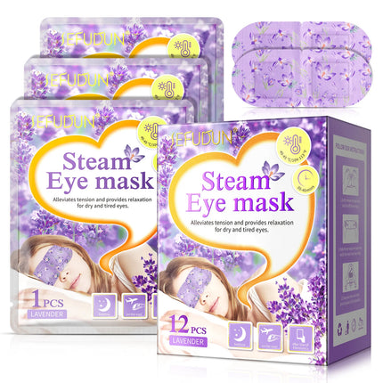 12 Pieces Disposable Steam Eye Mask Lavender Aroma Eye Masking Moisturizing Heat Therapy Pad Sleeping Relaxation Eyes Masking