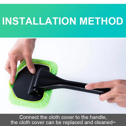 Car Window Cleaner Brush Kit Microfiber Windshield Cleaning Tool Auto Interior Glass Wash Wiper Long Handle Reusable Cloth Pad