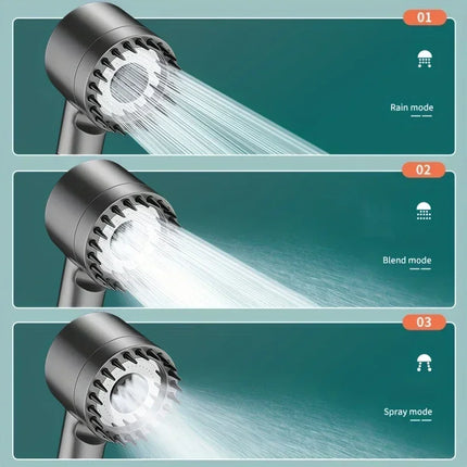 Shower Head Kit High Pressure Shower Head for Hard Water High Pressure Shower 3-mode Adjustable Spray with Massage Bathroom