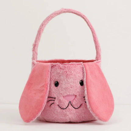 Plush Easter Basket For Kids Soft Fluffy Candy Gift Bag For Boys Girls Cute Easter Bucket Egg Hunt Bunny Bag With Ears Party