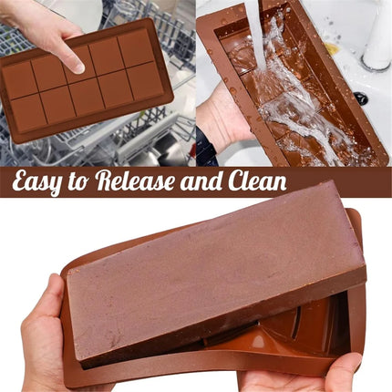 10 Grids Silicone Molding Chocolate Bar Mold Non-Stick Reusable Kitchen Deep Chocolate Mold Multipurpose Large Candy Molds