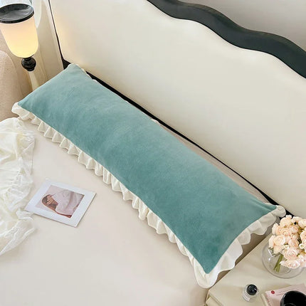 Length Sleeping Pillowcase with Ruffle Winter Couple Double Fleece Flannel Warmth Big Size Pillow Covers Home Bedding 45*180cm