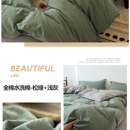 2025 New All-cotton Quilt Cover Class A Yarn-dyed Washed Cotton Single Bed Cover Solid Light Blue Breathable Bedding 220x240