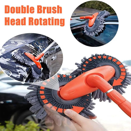 Car Double Head Car Wash Mop Car Wash Brush Rotating Not Hurt The Car Soft Brush Long Handle Detachable Retractable Car Brush
