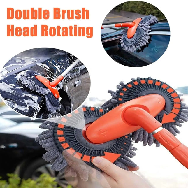Car Double Head Car Wash Mop Car Wash Brush Rotating Not Hurt The Car Soft Brush Long Handle Detachable Retractable Car Brush