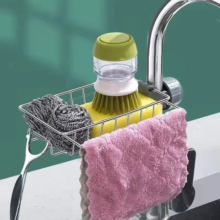 Kitchen Stainless Steel Sink Drain Rack Sponge Storage Faucet Holder Soap Drainer Shelf Organizer Towel Rack Kitchen Accessories