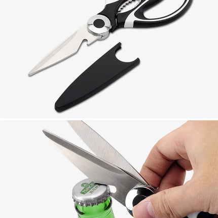 Kitchen Scissors Chicken Bone Scissors with Cover Stainless Steel Heavy Duty Multipurpose Scissors for Opening Bottle Nutcracker