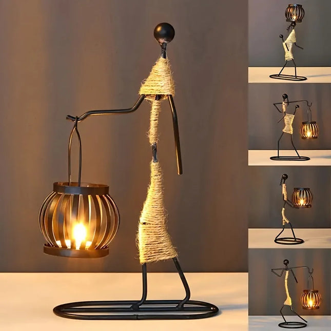 Nordic Metal Abstract Character Candle Holder