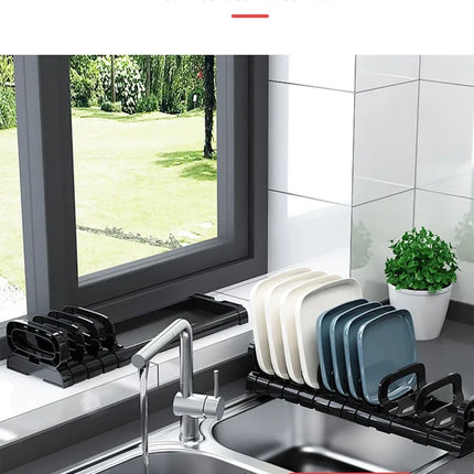 Kitchen Cabinet Dish Storage Rack Drawer  Built-in Dish Drain Rack Plate Divider Storage Rack  Kitchen Accessories Organizer