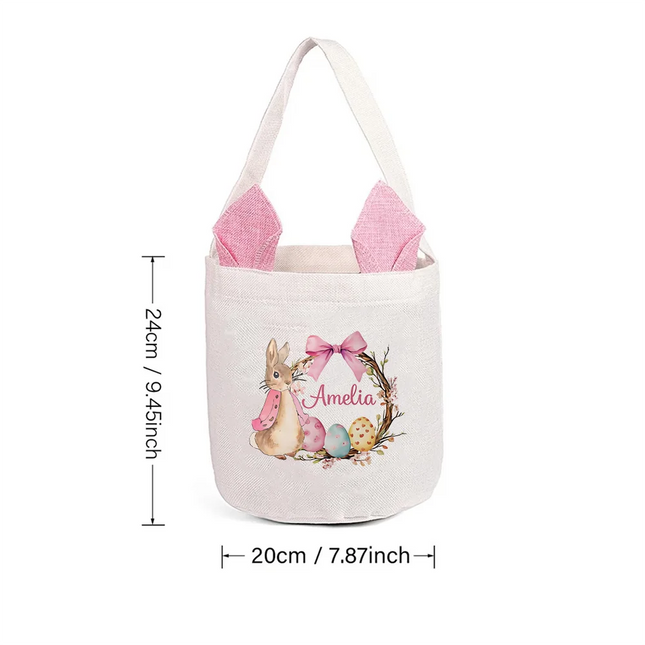 Personalized Name Easter Bunny Tote Bags gift for kids boys girls Egg Hunt Basket Party supplies Favors easter Bunny Theme decor