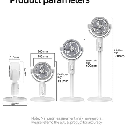 360 Circulation Quiet Powerful Floor Fan,Standing Smart Fans,with Remote Control Adjustable Height