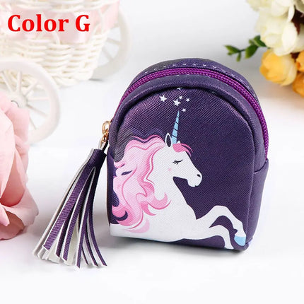 Women PU Leather Unicorn Coin Purse Mini Wallet Zipper Coin Backpack Keys Pouch Storage Bag Card Holder Home Storage Organizer