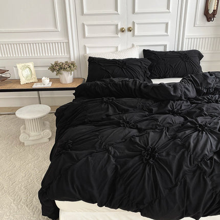 3pcs Bedding Cover, Big Pinch Pleat Duvet Cover, Soft Microfiber Bedding Set with Zipper Closure & Corner Ties