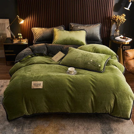 Winter Milk Velvet Quilt Duvet Cover Bedding Set Warm Thicken Bed Quilt Cover Double Bed Cover Queen King Comforter Cover 220x24
