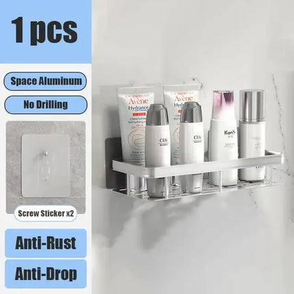 No Drill Wall-Mounted Bathroom Shelf Corner Rack
