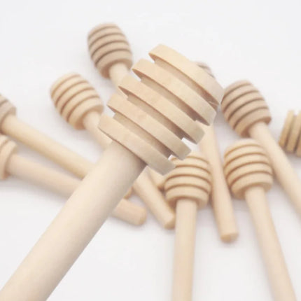 Honey Stir Bar Mixing Handle Jar Spoon Natural Wooden 10/30/50Pcs Honey Dipper Wooden Stick Honey Spoons Kitchen tools