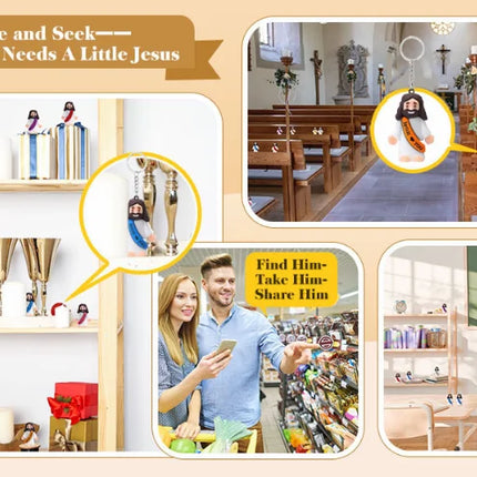 24-120 PCS Little Jesus Keychain Jesus Loves You Figures Mini Jesus Figures in Bulk For Church Baptism Gift Easter Egg Stuffers