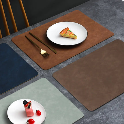 Square Double-Layer Cowhide PU Leather Placemat