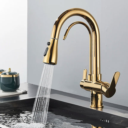 Smart Sensor Pure Water Kitchen Faucet 2 Models Spout Taps Deck Mount Daul Handle Filtered Cold Hot Water Mixer Washing Crane