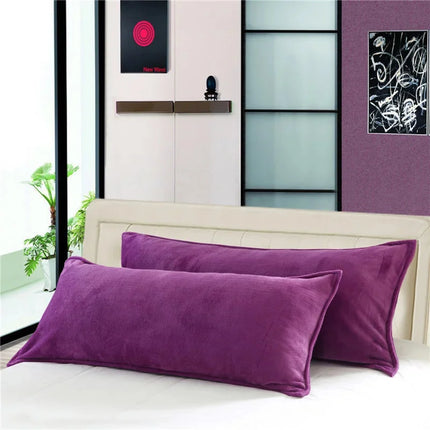 Solid Color Flannel Long Pillow Case Soft Comfortable Adults Double Lover Sleeping Pillow Cover Bedding Body Pillowcase