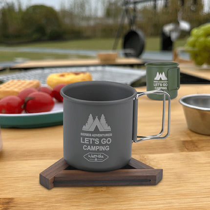 300ML Camping Water Cup Aluminium Alloy Hiking Mug Foldable Handle Travel Coffee Cup Ultra-Light Outdoor Kitchen Equipment