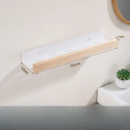 Wooden Wall-Mounted Bathroom Storage Shelf