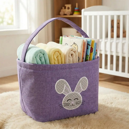 Cartoon Rabbit Storage Basket Wear-resistance Decorative Rabbit Egg Basket with Handle Large Capacity Happy Easter Handbag