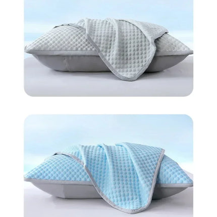 Summer Cooling Pillowcase Solid Color Ice Bean Bean Pillowcase Cool Feeling Air Conditioning Cover Washable (No Pillow) 48x74cm