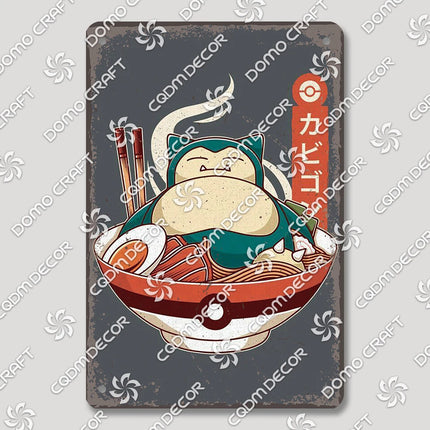 Cartoon Cat Japanese Food Plaque Tin Sign Retro Ramen Sushi Takoyaki Poster Metal Plates Bar Pub Restaurant Kitchen Wall Decor