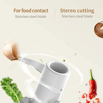 Mini Wireless Electric Garlic Press Dual Purpose Garlic Puree 350ml Kitchen Food Shredder Usb Charging Meat Grinder Vegetable