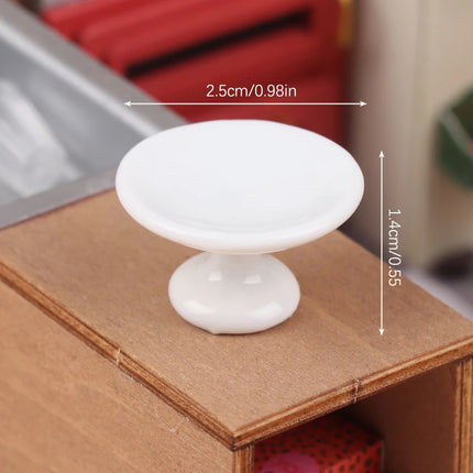 1:12 Dollhouse Miniature Ceramic Fruit Dish Plate Tall Tray Cake Plate Model Kitchen Accessories For Doll House Decor Toys Gift