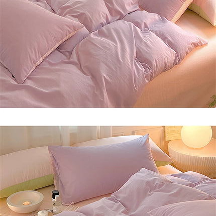 Simple Fresh Queen Bedding Set 100% Cotton Soft Comfortable Duvet Cover Set with Sheets Quilt Cover and Pillow Covers Bed Sets