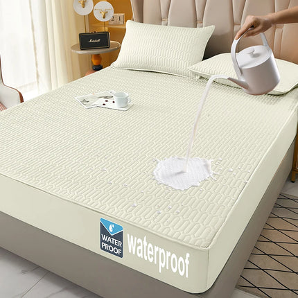 Waterproof Fitted Sheet, Thickened Quilted 100% Waterproof Mattress Cover, Mattress Protector, Bed Cover For Living Room 160x200