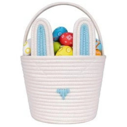 Cute Easter Eggs Basket Easter Bunny Basket For Kids Boys Girls Woven Basket With Rabbit Ear Decor Easter Empty Candy Basket