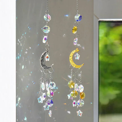 Crystal Moon Pentagram Suncatcher