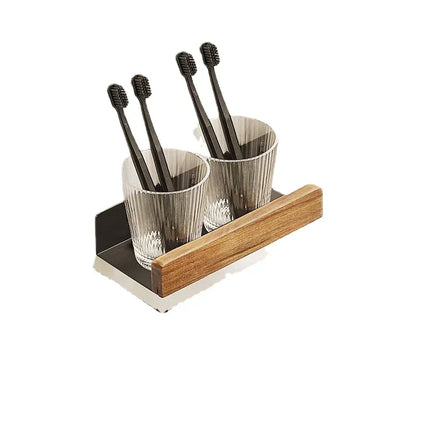 Punch-Free Wooden Bathroom Shelf