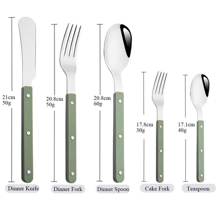 4/16Pcs Acrylic Handle Knife Fork Set Stainless Steels Dinner Cutlery Set Green Silver Western Dinnerware Home Kitchen Flatware