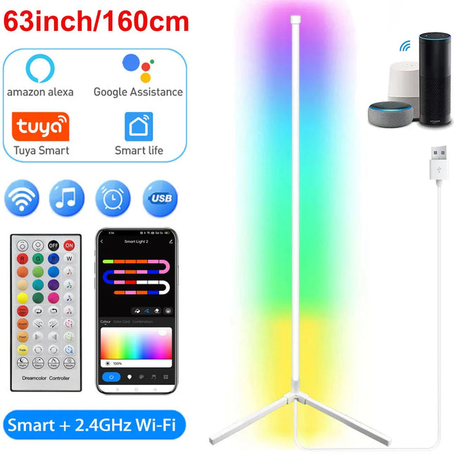 160cm Smart Tuya RGB Corner Floor Lamp