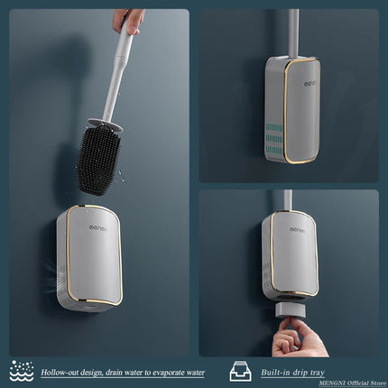 Wall-Mounted Quick-Drain Toilet Brush Set