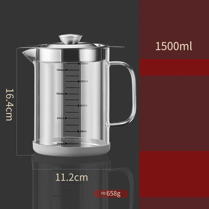 GIANXI Glass Oil Filter Kitchen Seasoning Tank Oil Tank Impurity Separator Fine Mesh Oil Filter Container Cooking Tool