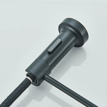 Black Spring Pull Down Kitchen Faucets Stream Spray Head Hot Cold Water Tap Stainless steel Rotation Kitchen Mixer Tap Crane