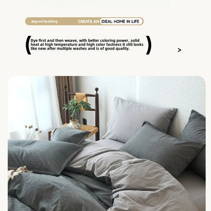 2025 New All-cotton Quilt Cover Class A Yarn-dyed Washed Cotton Single Bed Cover Solid Light Blue Breathable Bedding 220x240
