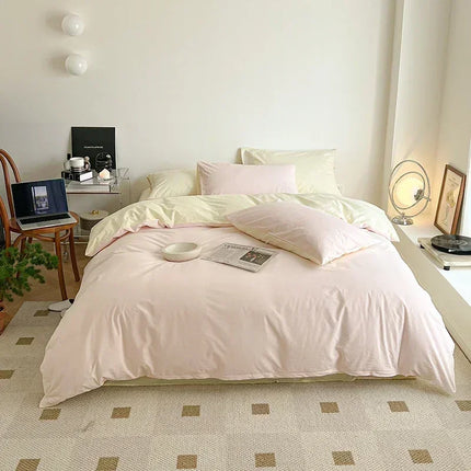 Simple Fresh Queen Bedding Set 100% Cotton Soft Comfortable Duvet Cover Set with Sheets Quilt Cover and Pillow Covers Bed Sets