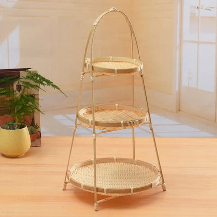 Bamboo Fruit Basket Standing Trays Serving Trays Woven Fruit Basket Bread Basket for Kitchen Dining Room Restaurant Picnics Desk