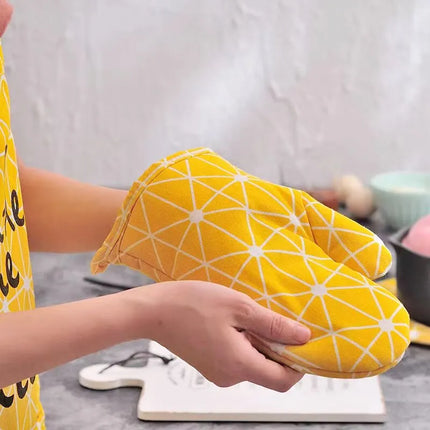 1 Pack Of Cotton And Linen Baking Gloves Microwave Oven Gloves Home Insulation Kitchen Baking Oven Special Tools