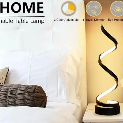 Table Lamps for Living Room,Modern Spiral Dimmable LED Table Lamp, Small Bedside Lamps, Nightstand Lamp for Bedroom Office Home