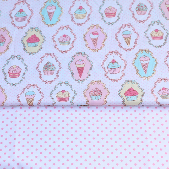 160x50cm Pure Cotton Cartoon Fabric, Making Cone Cake Ice Cream Printing Children's Bedding Cloth